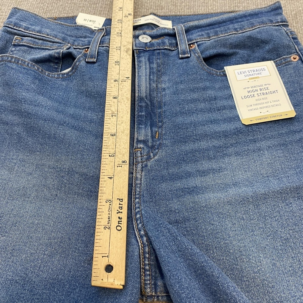 Signature by Levi Strauss Womens High-Rise Wide Leg Jeans in Blue Denim - Picture 10 of 15